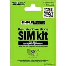Simple Mobile Bring Your Own Phone Prepaid SIM Kit | 3-in-1 CDMA Sim Card