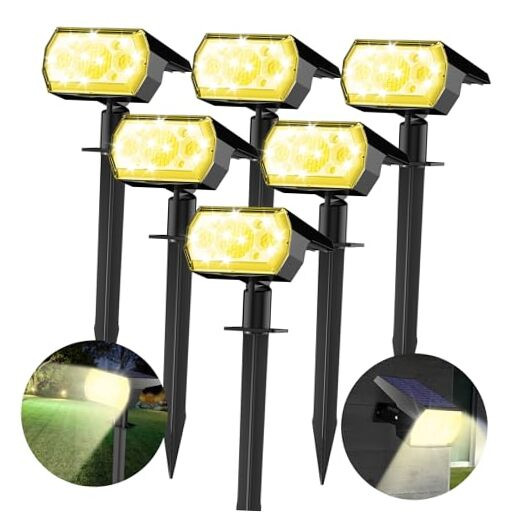 64 LED Solar Spot Lights Outdoor IP65 Waterproof 3 Modes 2-in-1 Super Bright Lighting