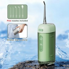 Cordless Water Flosser Travel Size Retractable Tank Teeth Cleaner 5 Jet Tips