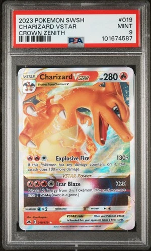 2023 POKEMON SWORD & SHIELD CROWN ZENITH #019 CHARIZARD VSTAR PSA 9