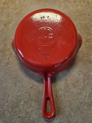 Griswold No 4 Red Enamel Cast Iron Skillet 702 A Erie PA 