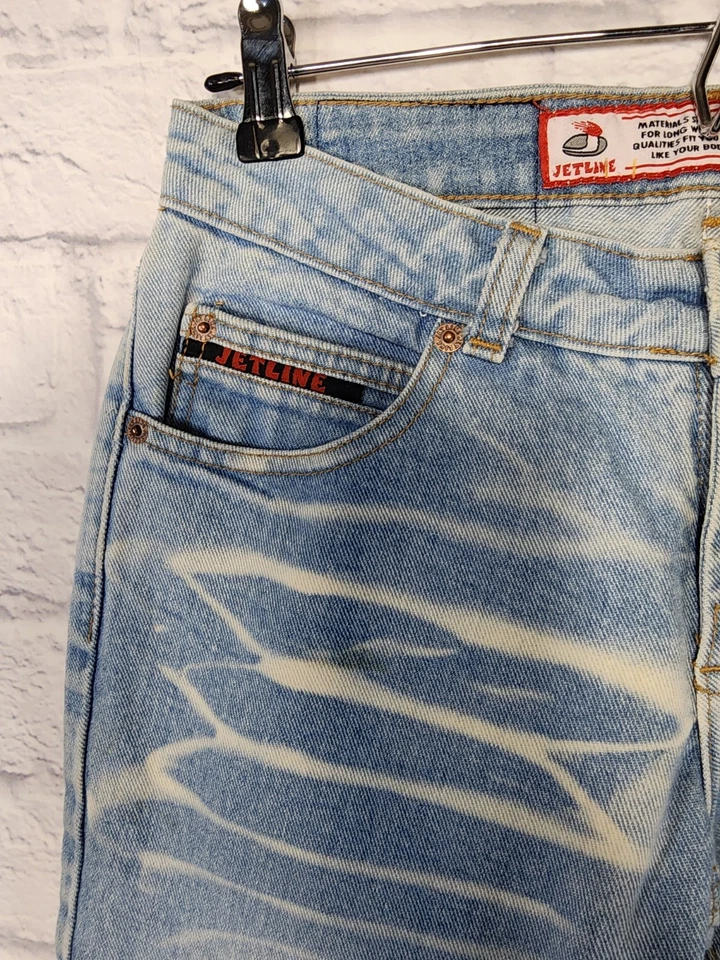 Vintage Jet Line Damen blau verblasst groß ausgestellt Glockenboden Jeans 38 x 33 Größe 6 US - Bild 4 von 4