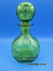 Vintage Blenko Green Glass Decanter with Ball Stopper 1960's Bubble Glass