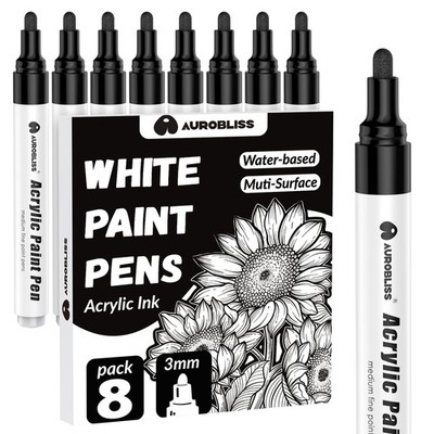 Acrylstifte Schwarz 8 Stück, Wasserfester Stift für Holz, Leinwand, Steine, P...