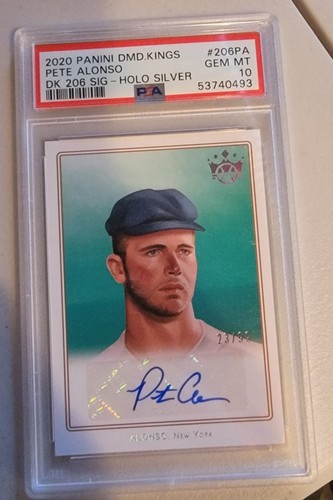 2020 Panini Diamond Kings DK 206 Signatures Pete Alonso 206-8 Holo Silver PSA 10