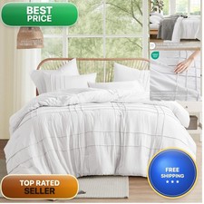 Comfort Spaces Porter Soft California King Comforter Set, White, 3 Piece