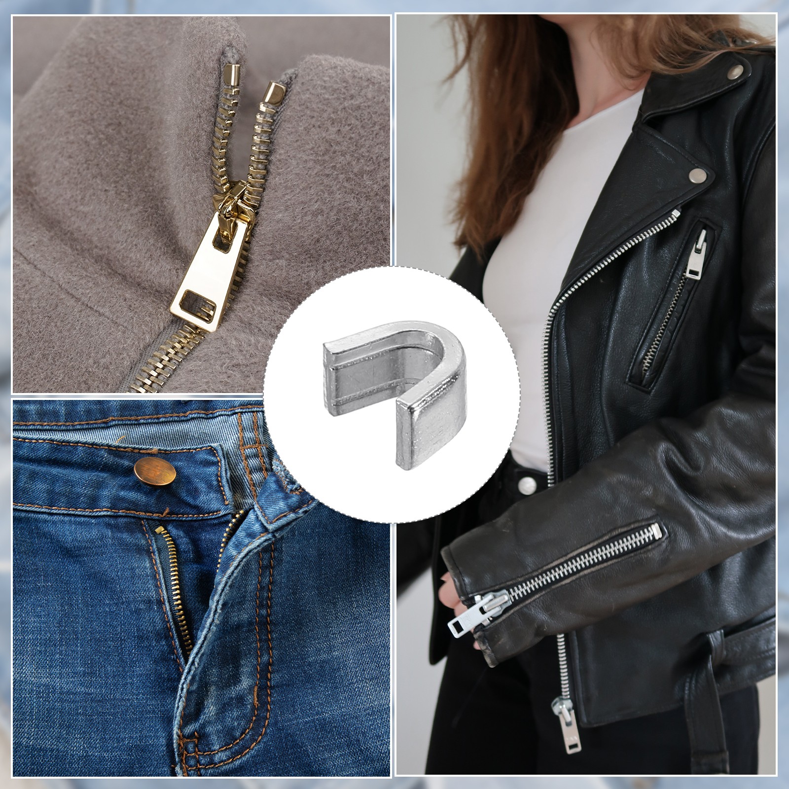 40Pcs #8 U Shape Top Stoppers Closed-end Zipper Slider, Silver Tone