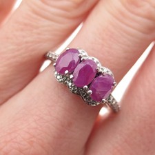 Chuck Clemency 925 Sterling Silver Real Oval-Cut Ruby Ring Size 7