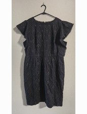 Ann Taylor NWT Black Embroidered Eyelet Dress Flutter Sleeves size 14