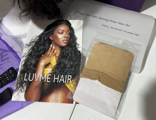 LUVME Human Hair Lace Wig Natural Dark Brown Middle Part Layered Water Wave Bob - Picture 16 of 20