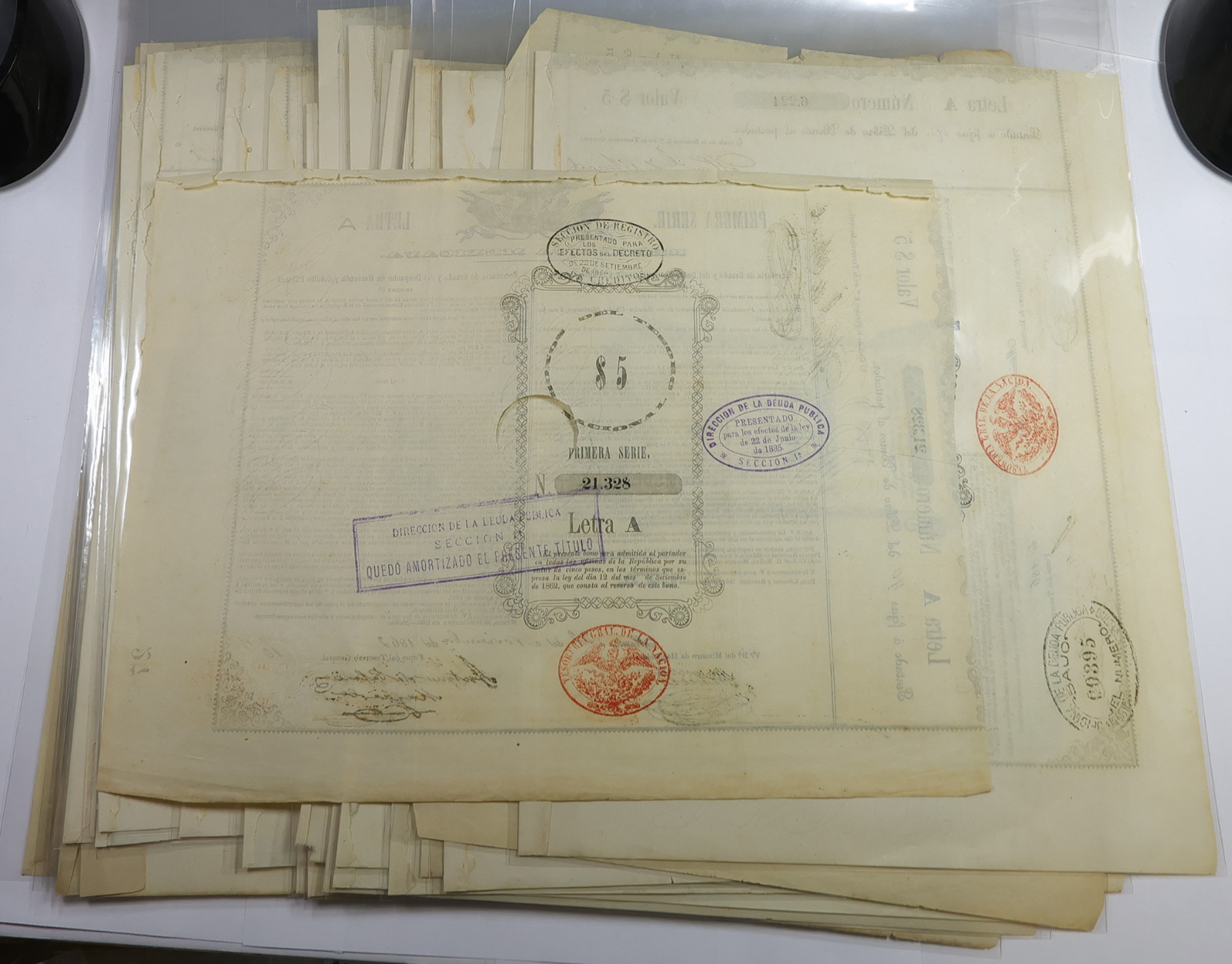 1860s Republic of Mexico 5 Pesos Mexican Government White Bank Bond #57600V