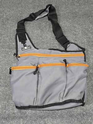 Diaper Dude Gray Messenger Diaper Bag Orange Zippers Crossbody Dad Shoulder