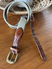 Brighton 33502 Belt 40" Preppy Stretch Woven/Leather Croc Trim Brass Buckle