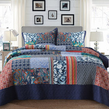 Yvooxny King Quilt Set Reversible Lightweight Bohemian Paisley Patchwork Cotton