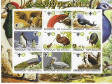 Angola 2000 BIRDS Mini Sheet of 9 IMPERF.  MINT NH