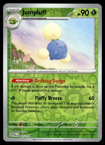 Jumpluff 003/193 Rare Paldea Evolved Pokemon Reverse Holo NM - Picture 1 of 2
