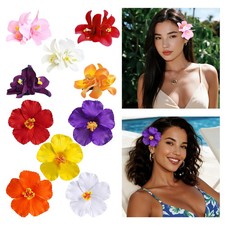 10PCS Hawaiian Flower Hair Clips for Women Plumeria Hibiscus Hair Clips 3.5 Inch