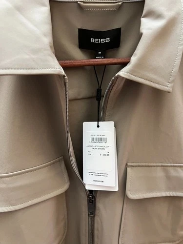 Men’s Reiss Technical Zip-Through Overshirt In Taupe Brown, Medium image 4