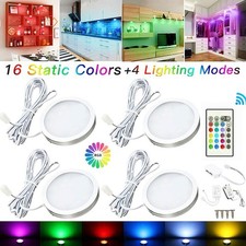 4X RGB LED Under Cabinet Lights Kitchen Cupboard Unit Light Wardrobe Remote UK