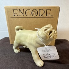 Encore Clay Pug Figurine Hand Painted Brand New In Original Box 3  X4  Home Decor