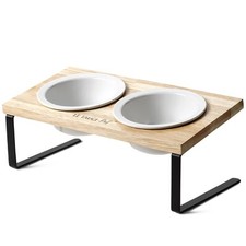 Elevated Dog Bowls Raised Dog Bowl Stand with Two 5.1 inch Ceramic Bowls Non-...