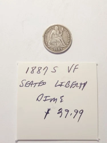1887 S VF Seated Liberty Dime Rare