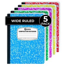 Rosmonde 5 Pack Composition Notebook Wide Ruled, 200 Pages 100 Sheets , 9-3/...