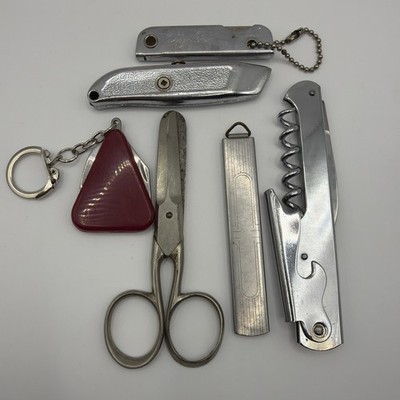 Lot of Pocket Knife City Loan Scissors Wine Corkscrew Vintage
