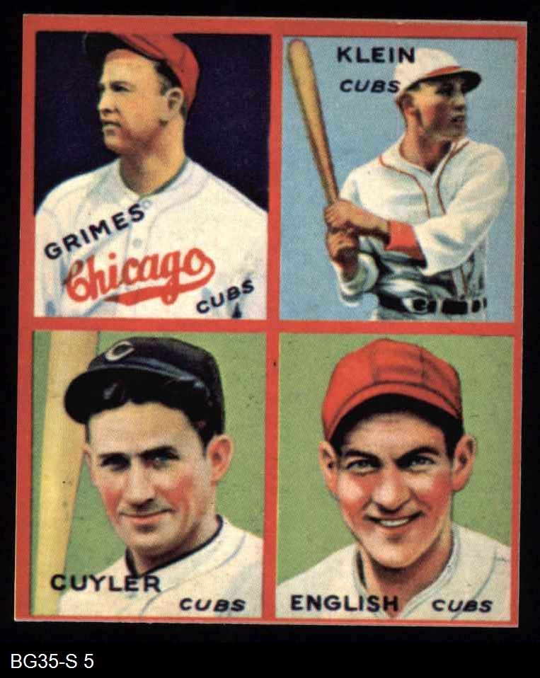 1935 Goudey 4-in-1 Reprint #5 Kiki Cuyler D Cubs HALL-OF-FAME 8 - NM/MT