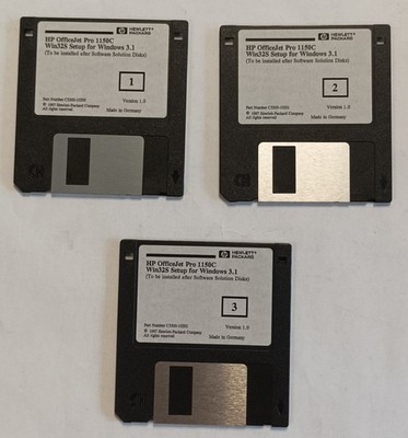 Vintage HP OfficeJet Pro 1150C Setup on Floppy Disks for Windows 3.12 - working