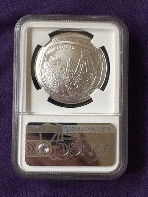 2019-P $1 Silver Commemorative Apollo 11 50th Anniv. NGC MS 70 Early Releases - Image 3 of 4