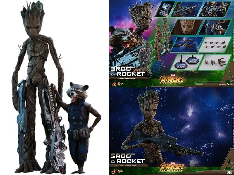 Hot toys MMS476 1/6 Groot Rocket Collectible Set Avengers Infinity War  New JP