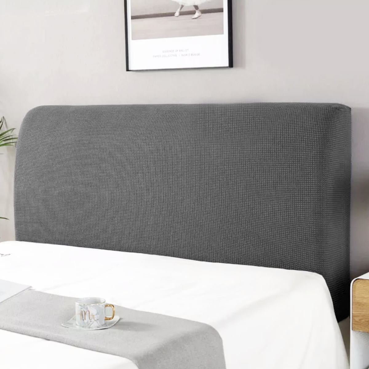 Copertura Per Testiera, Fodera per Testiera Del Letto Tessuto Velluto Elasticizzato Fodera Testata Letto Matrimoniale Letto Indietro Elastico All-Inclusive Coperchio Testata Letto ,bianco-150cm