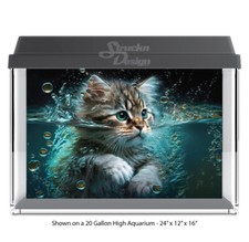 Cute Brown Black Cat Polyester Fish Tank Glass Backdrop Aquarium Background