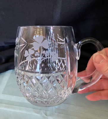 Galway Irish Crystal Beer Tankard Mug LEAH Pattern Made in Ireland 18 oz
