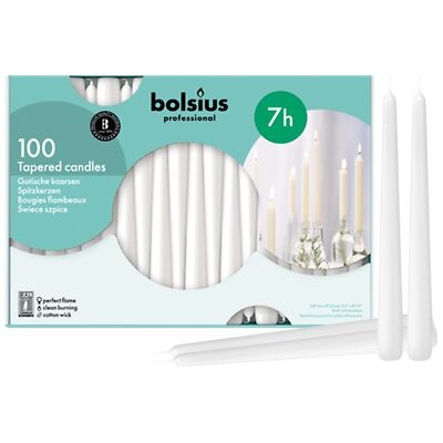 White Taper Candles 100 Count Bulk Pack - 10 Inch Dinner Candle Set - 7+ Burn...