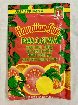 Hawaiian Sun Pass-O-Guava Fruit Powder Drink Mix 3.53 Oz. Bag x4