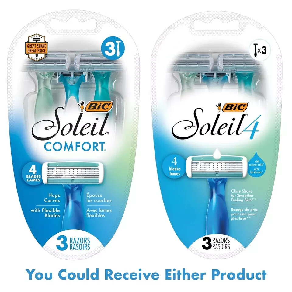 Soleil Comfort 4-Blade Disposable Razors for Women Sensitive Skin Razor ...