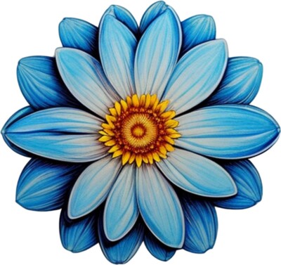 Blue Flower Sticker Beautiful Powder Pastel Summer Petals Garden Bloom (4 Inch)
