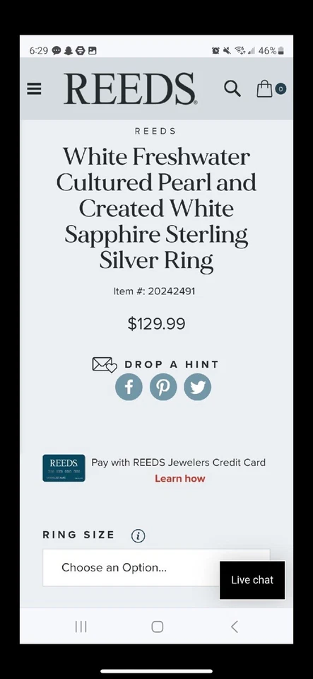 Sterling Silver Ring, White Sapphire And Pearl - Image 3 of 4