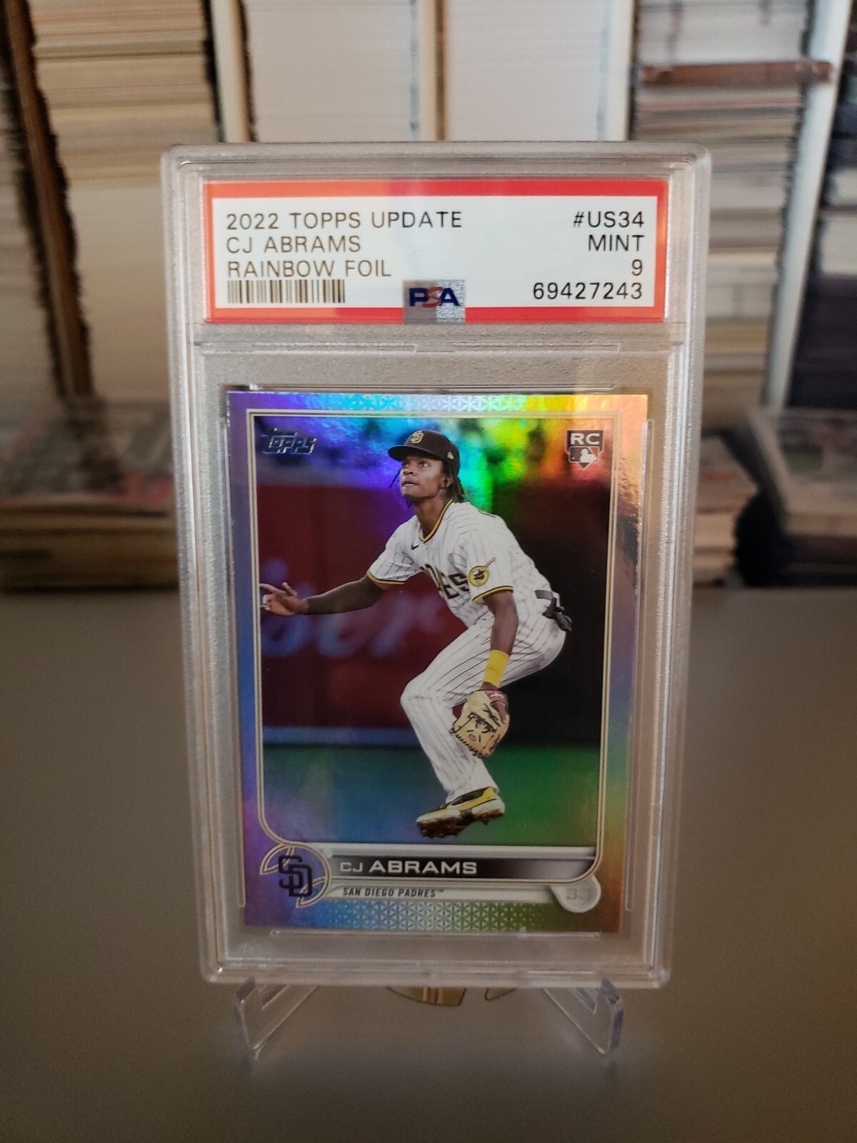 2022 Topps Update #34 CJ Abrams Rainbow Foil Rookie RC PSA 9 Mint Padres