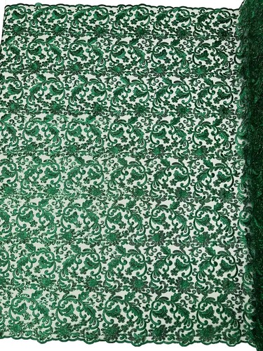 画材 Green gold chiffon Neon Lime Green With Gold Metallic Silk Chiffon Fabric--by