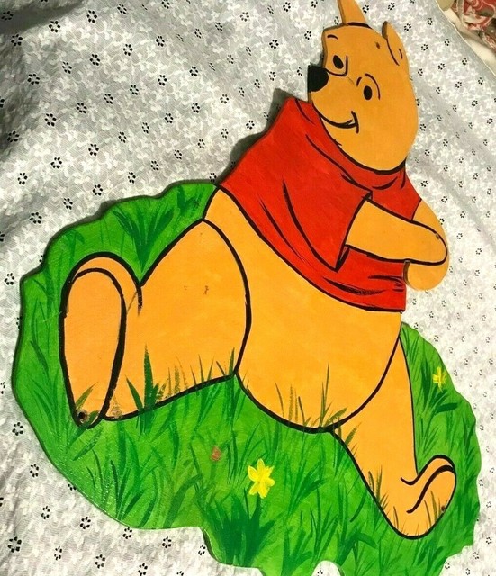 vintage WINNIE THE POOH WOODEN WALL HANGING disney HANDPAINTED solid wood RARE eBay