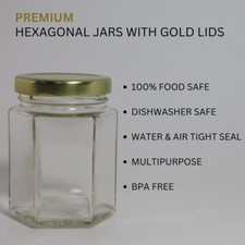 Frascos de vidrio hexagonales 190 ml 6 oz, paquete de 12, frascos hexagonales vacíos con tapas doradas, se envía gratis