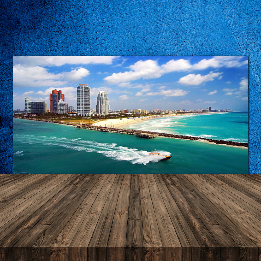 Crédence de cuisine en verre fond de hotte mural 120x60 décor plage