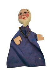Vintage Kersa Germany Hand Puppet King Blue Iridescent Robe Man Royalty German