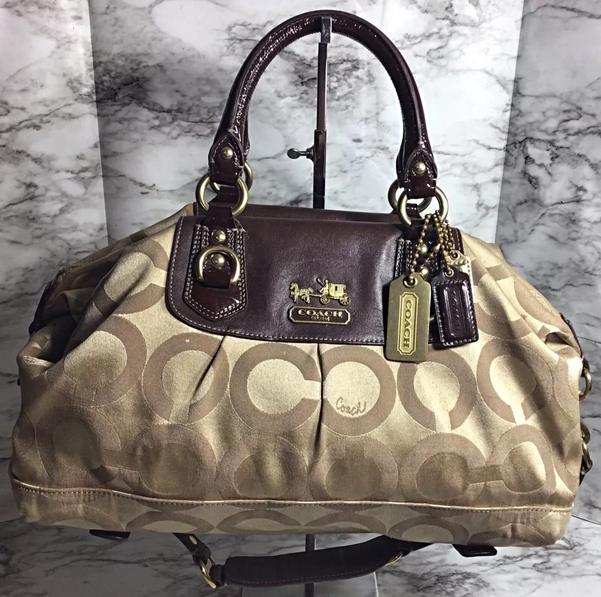 Coach Madison Sabrina Gold Logo Signature Satchel Handbag- Final Call