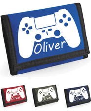 Personalised Gaming Wallet Controller Kids Coin Holder Zip folding Boy Girl