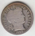 JUST REDUCED!! SEMI-KEY 1903-S BARBER DIME G+