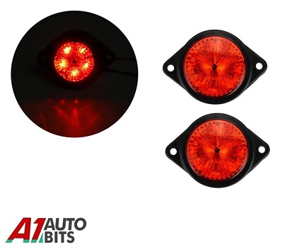 Red Rear Tail 5 LED Marker Lights Round X2 24V For Scania MAN DAF Volvo Iveco